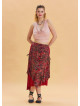 Red Ethnic Skirt with Tie Detail and Elastic Waist Pattern 4522